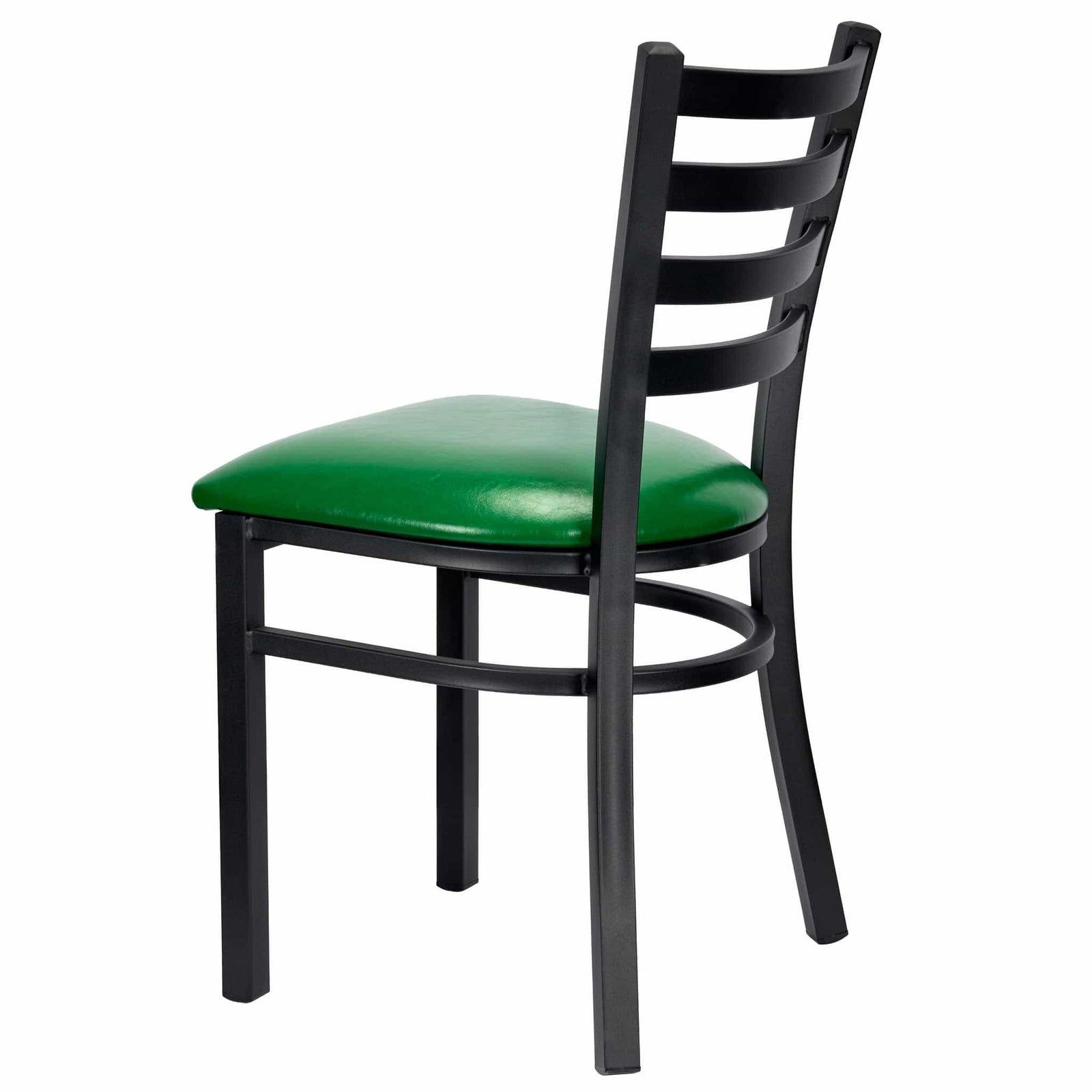 Chivari Ladder Back Restaurant Chair with Black Metal Frame and Green Vinyl Seat CLMBVGR-ZF-KT