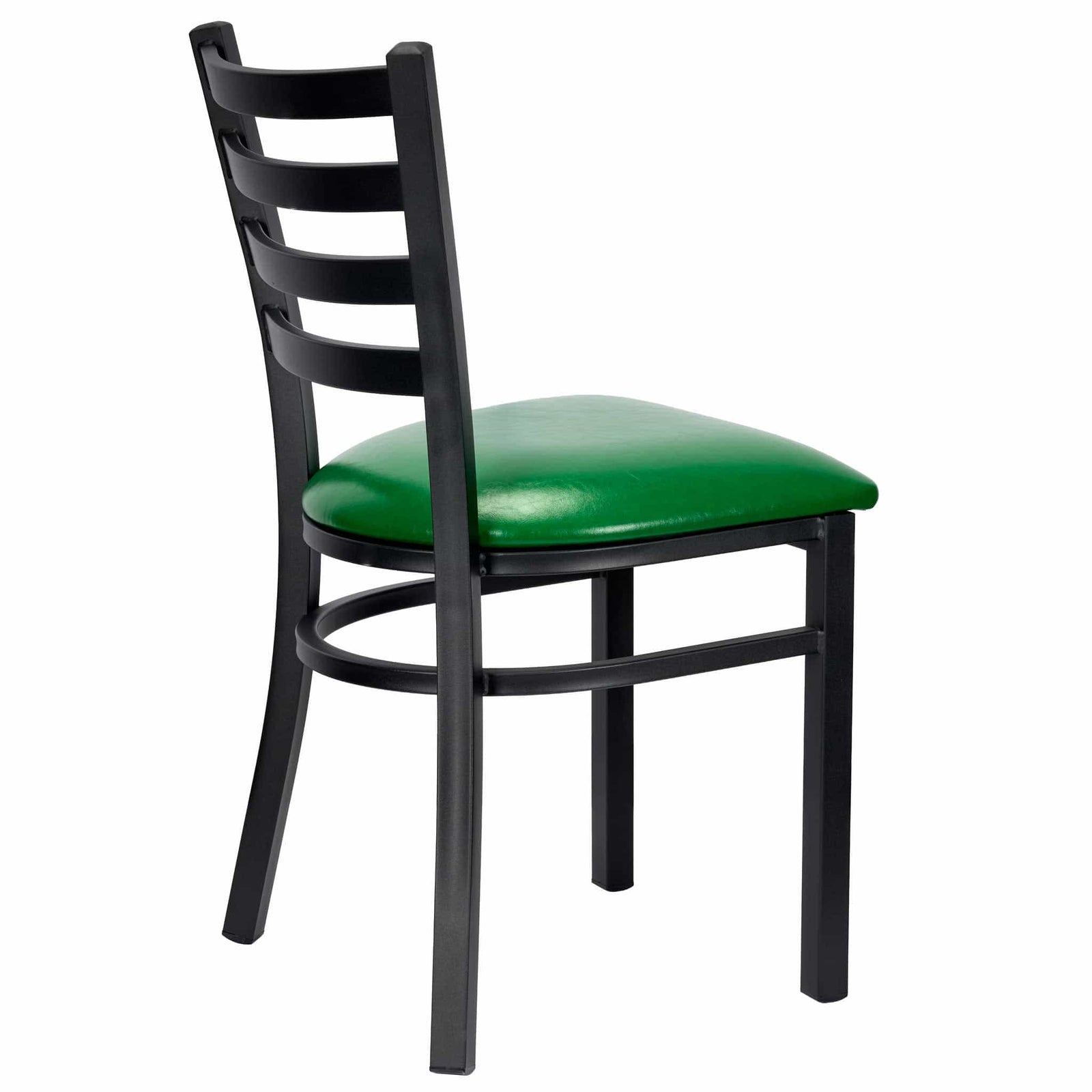 Chivari Ladder Back Restaurant Chair with Black Metal Frame and Green Vinyl Seat CLMBVGR-ZF-KT