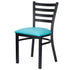 Chivari Ladder Back Restaurant Chair with Black Metal Frame and Light Blue Vinyl Seat CLMBVLBL-ZF-KT