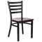 Chivari Ladder Back Restaurant Chair with Black Frame and Mahogany Wood Seat CLMBWMW-ZF-KT