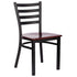 Chivari Ladder Back Restaurant Chair with Black Frame and Mahogany Wood Seat CLMBWMW-ZF-KT