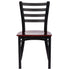 Chivari Ladder Back Restaurant Chair with Black Frame and Mahogany Wood Seat CLMBWMW-ZF-KT
