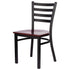 Chivari Ladder Back Restaurant Chair with Black Frame and Mahogany Wood Seat CLMBWMW-ZF-KT