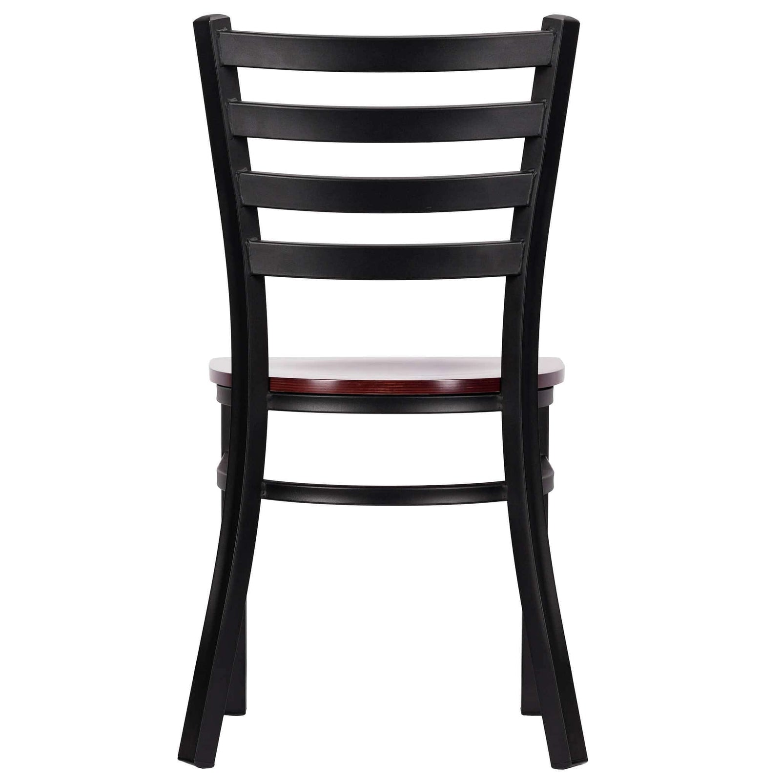 Chivari Ladder Back Restaurant Chair with Black Frame and Mahogany Wood Seat CLMBWMW-ZF-KT