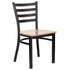 Chivari Ladder Back Restaurant Chair with Black Frame and Natural Wood Seat CLMBWNW-ZF-KT