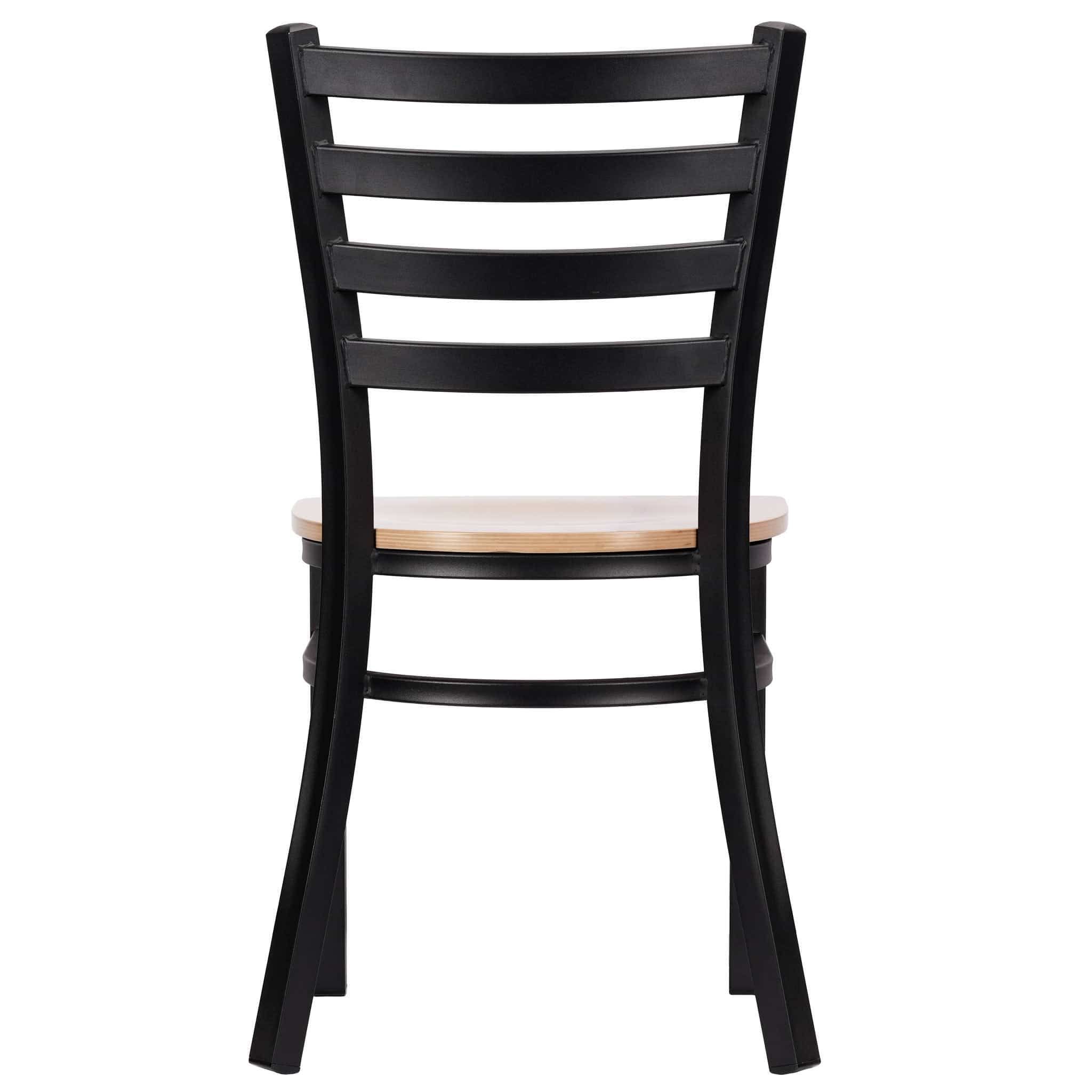 Chivari Ladder Back Restaurant Chair with Black Frame and Natural Wood Seat CLMBWNW-ZF-KT