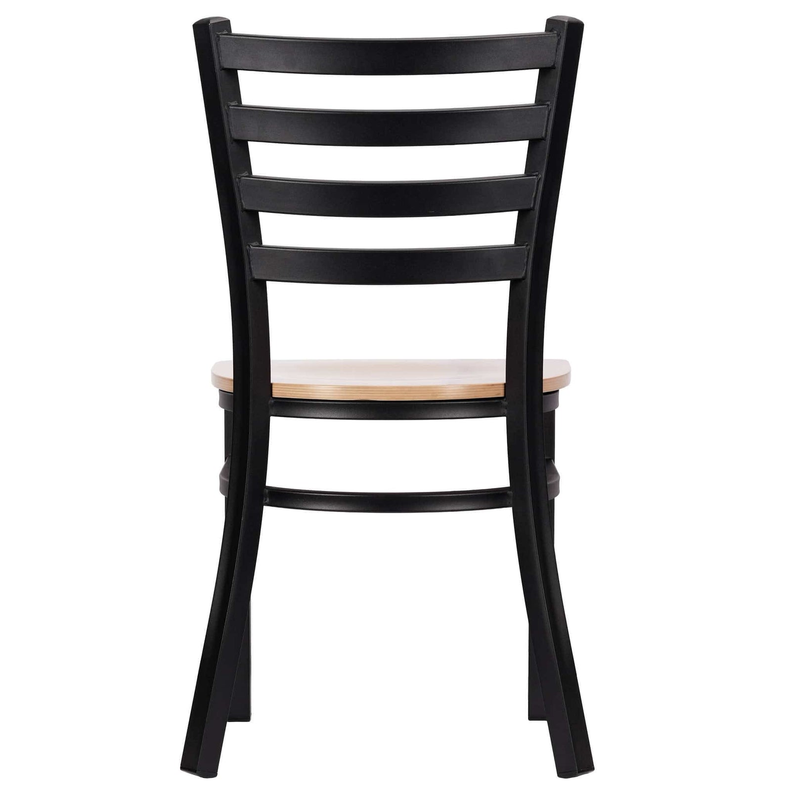 Chivari Ladder Back Restaurant Chair with Black Frame and Natural Wood Seat CLMBWNW-ZF-KT