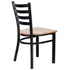 Chivari Ladder Back Restaurant Chair with Black Frame and Natural Wood Seat CLMBWNW-ZF-KT