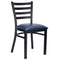 Chivari Ladder Back Restaurant Chair with Black Metal Frame and Navy Blue Vinyl Seat CLMBVNB-ZF-KT