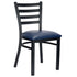 Chivari Ladder Back Restaurant Chair with Black Metal Frame and Navy Blue Vinyl Seat CLMBVNB-ZF-KT