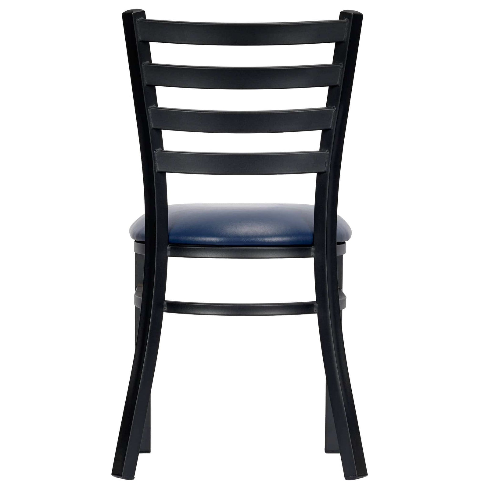 Chivari Ladder Back Restaurant Chair with Black Metal Frame and Navy Blue Vinyl Seat CLMBVNB-ZF-KT