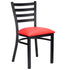 Ladder Back Restaurant Chair with Black Metal Frame and Red Vinyl Seat