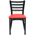Ladder Back Restaurant Chair with Black Metal Frame and Red Vinyl Seat