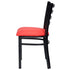 Ladder Back Restaurant Chair with Black Metal Frame and Red Vinyl Seat