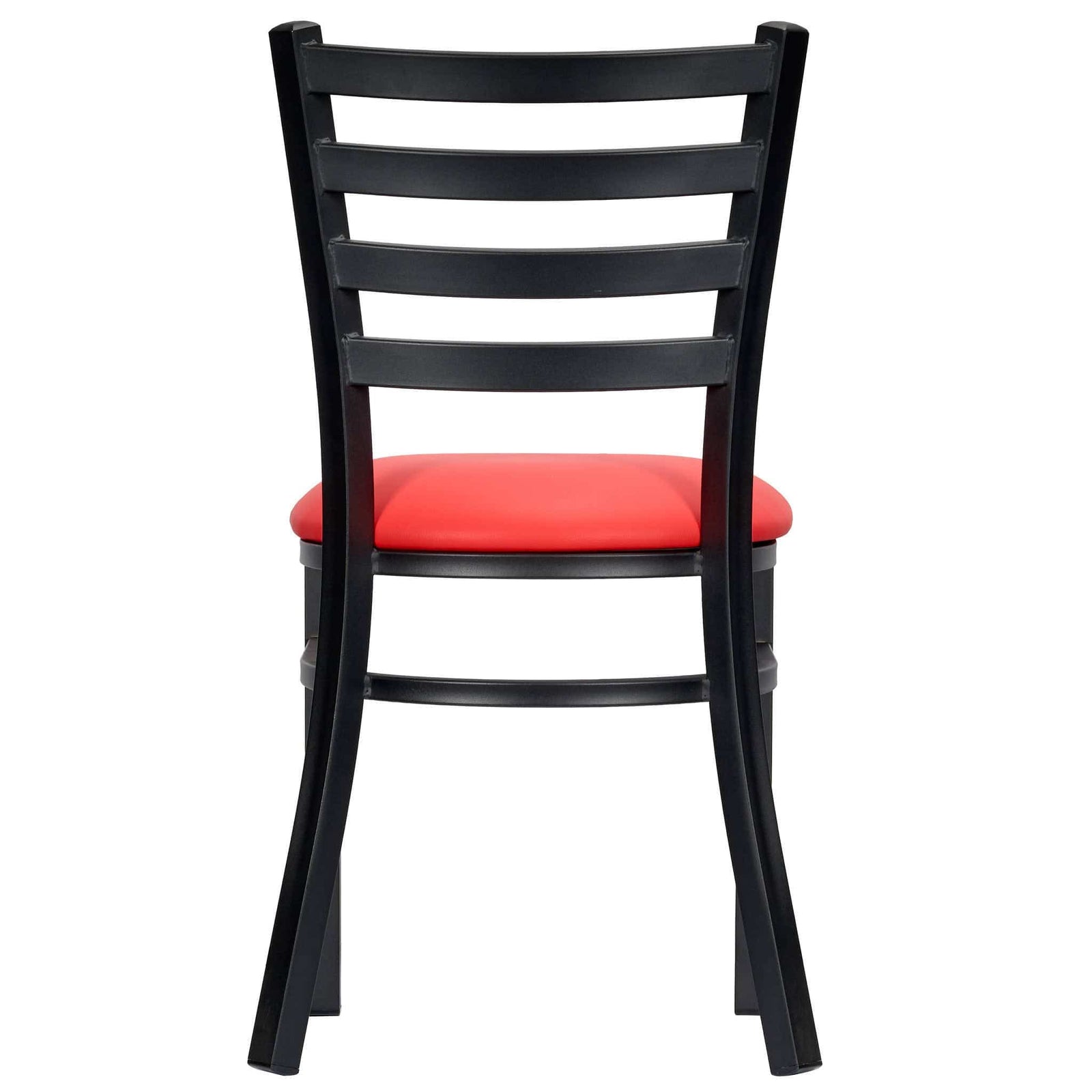 Ladder Back Restaurant Chair with Black Metal Frame and Red Vinyl Seat