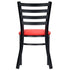 Ladder Back Restaurant Chair with Black Metal Frame and Red Vinyl Seat