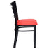 Ladder Back Restaurant Chair with Black Metal Frame and Red Vinyl Seat