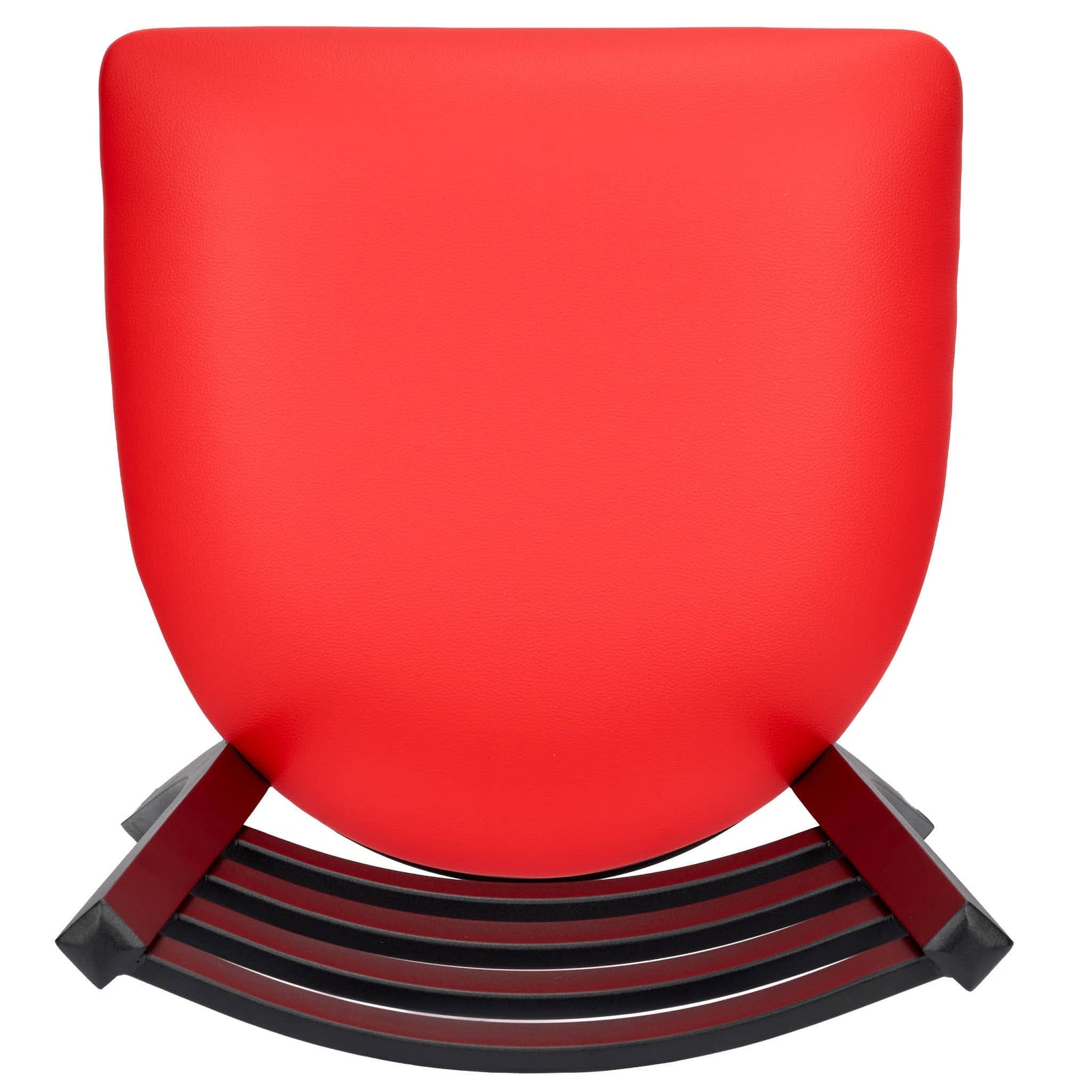 Ladder Back Restaurant Chair with Black Metal Frame and Red Vinyl Seat