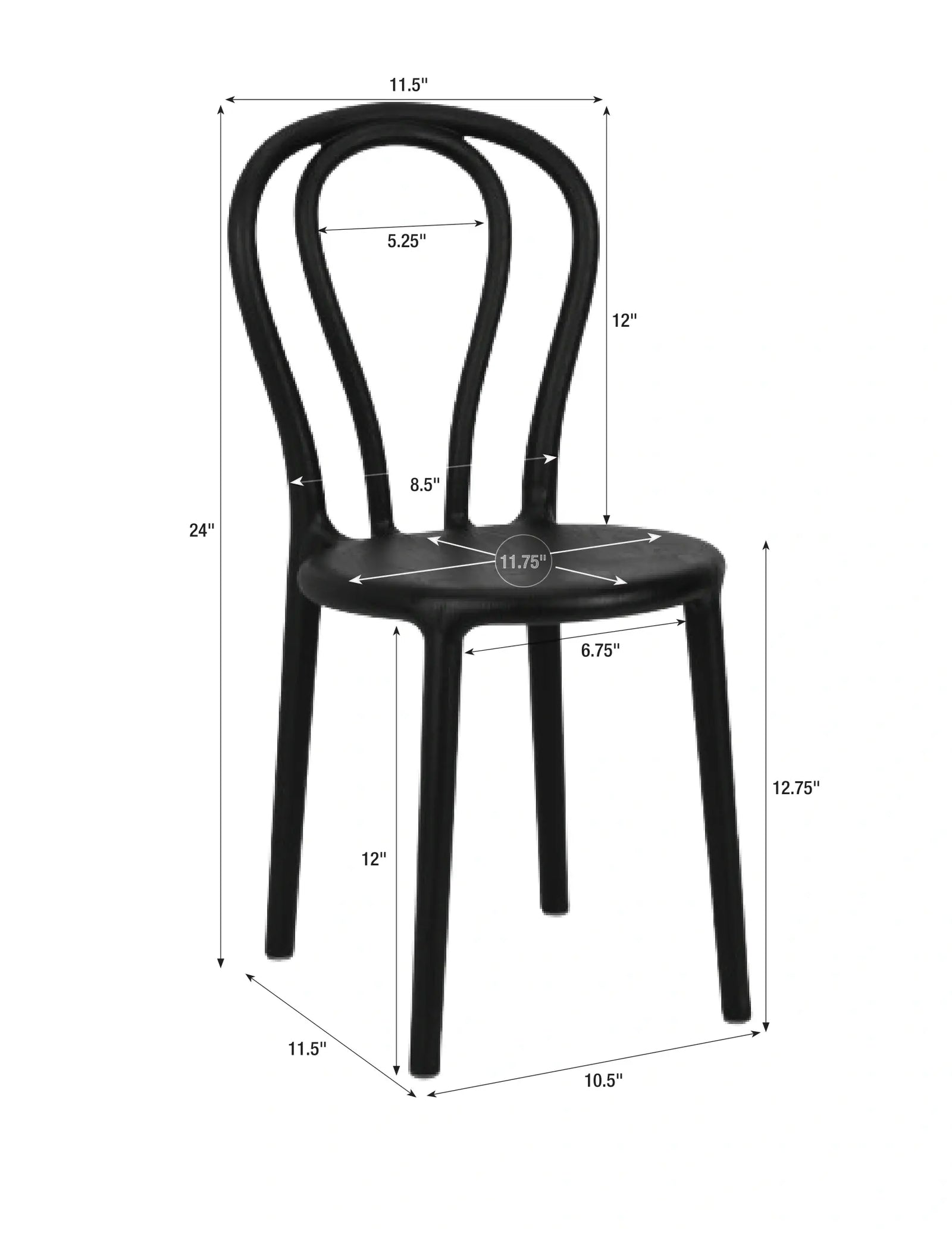 Kids Black Licorice Resin Bentwood Festive Chair