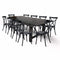 Chivari Black Straight Leg Farm Table Dining Set with 10 Chairs TFARM-BLACK-S-LEG-KIT-CXR-AX
