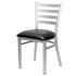 Chivari Ladder Back Restaurant Chair with Silver Frame and Black Vinyl Seat CLMSVB-ZF-KT