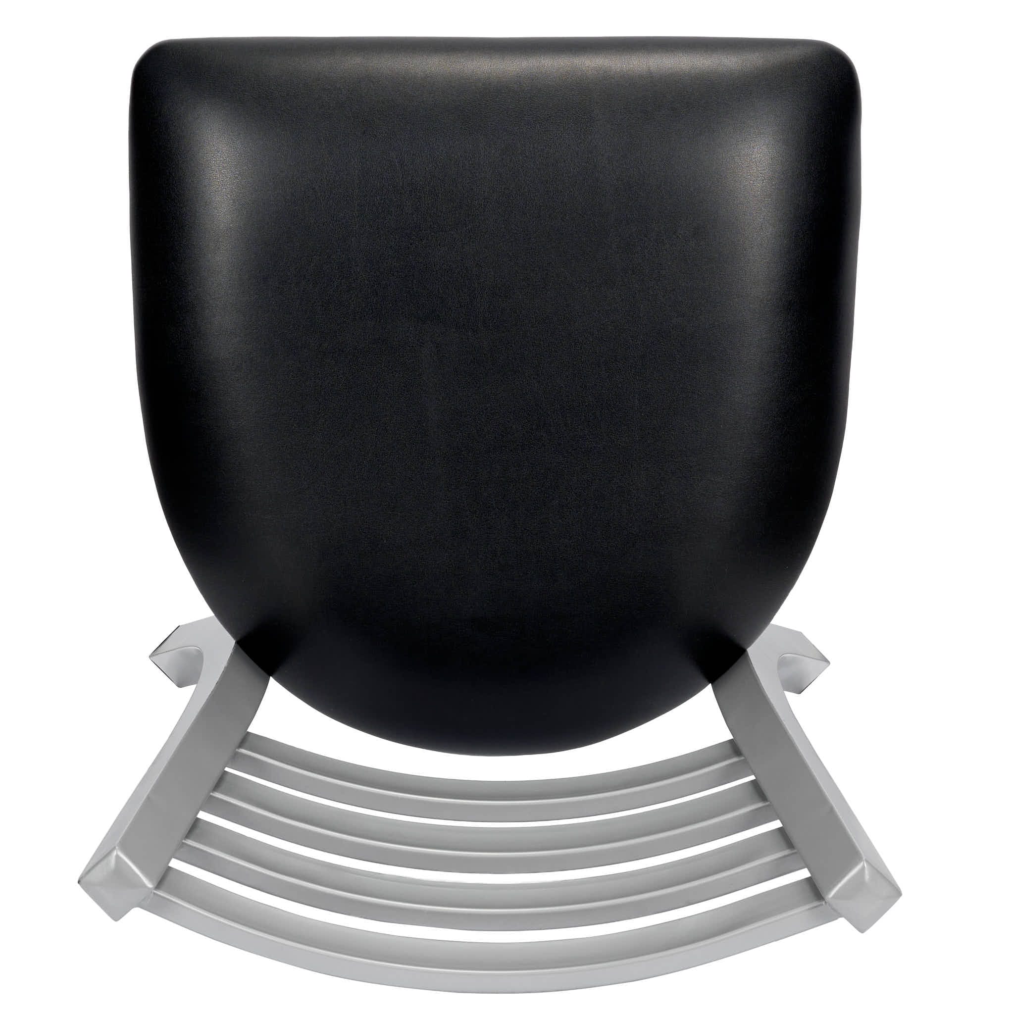 Chivari Ladder Back Restaurant Chair with Silver Frame and Black Vinyl Seat CLMSVB-ZF-KT