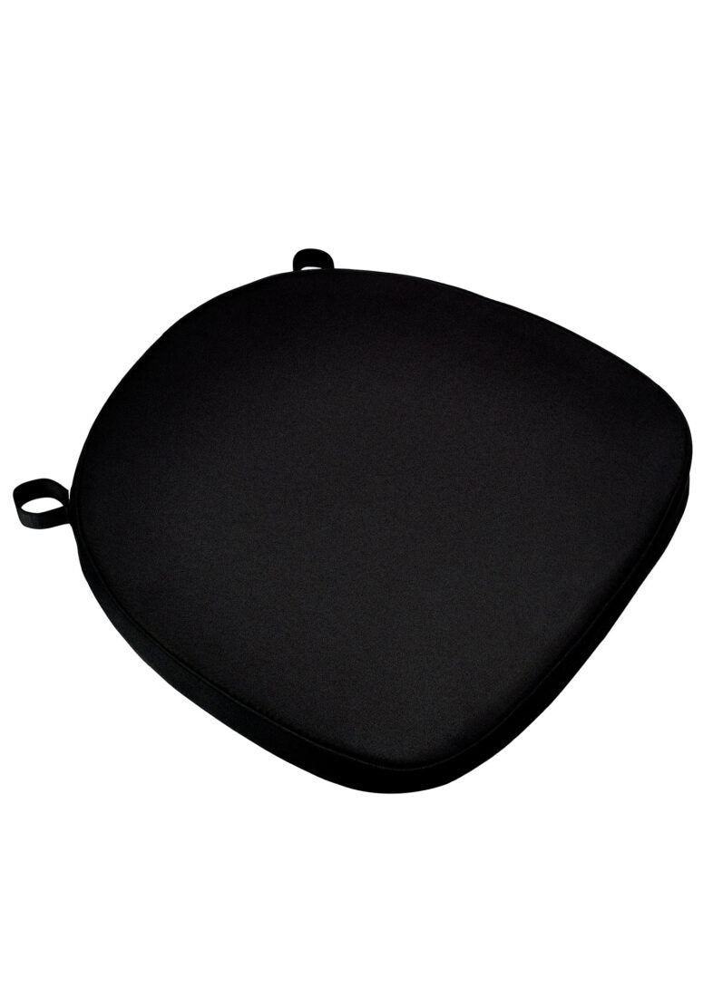 Black 2.0" Thick Cross Back Chair Cushion by Chivari CUSHXSTRAP-BLK-AX-T