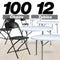 100 Pack Black Plastic Folding Chair and 12 60" (5 Foot) Round Plastic Folding Table