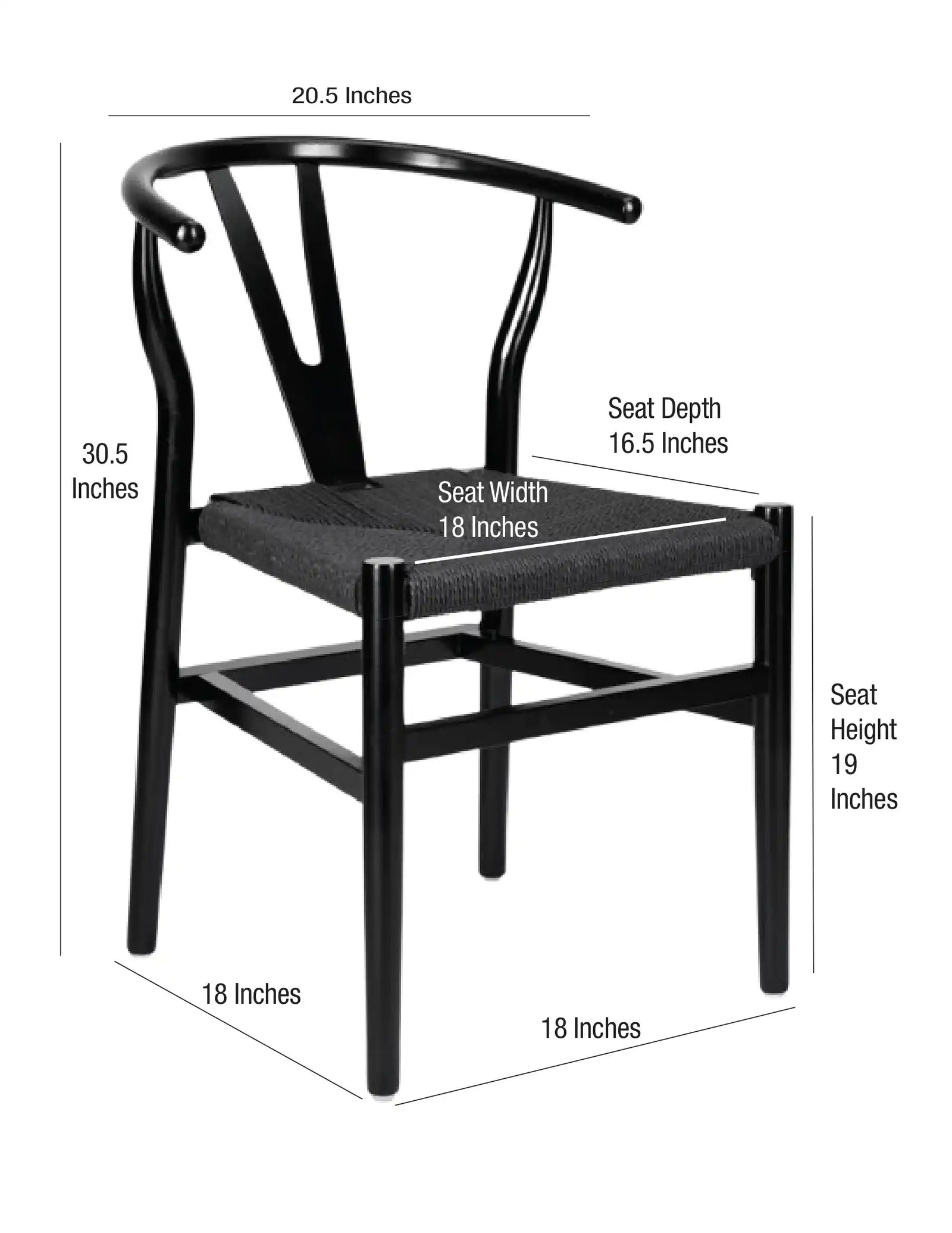 Black Wood Wishbone Chair with Black Rope Seat