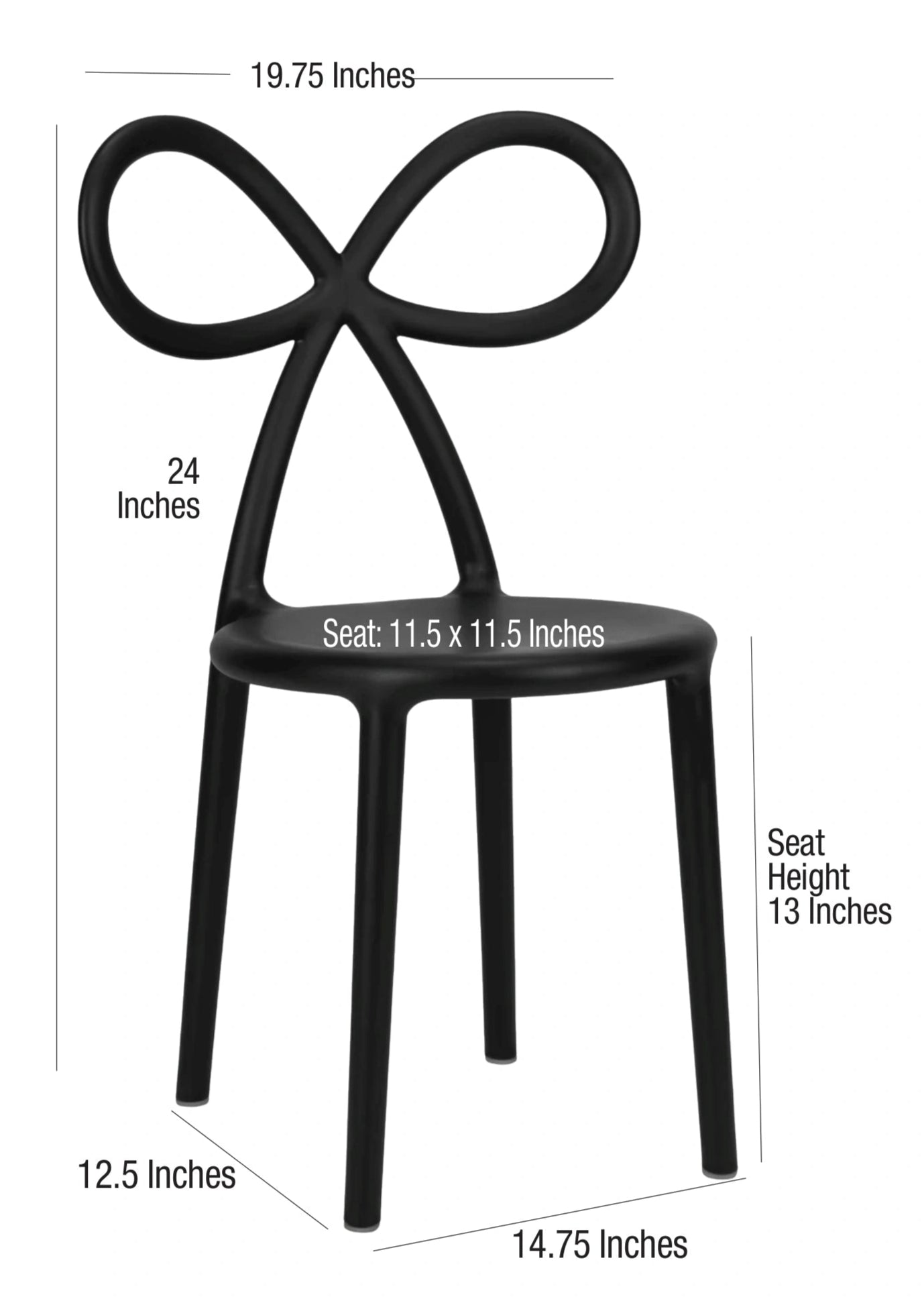 Black Resin Kids Bow Chair with Round Seat