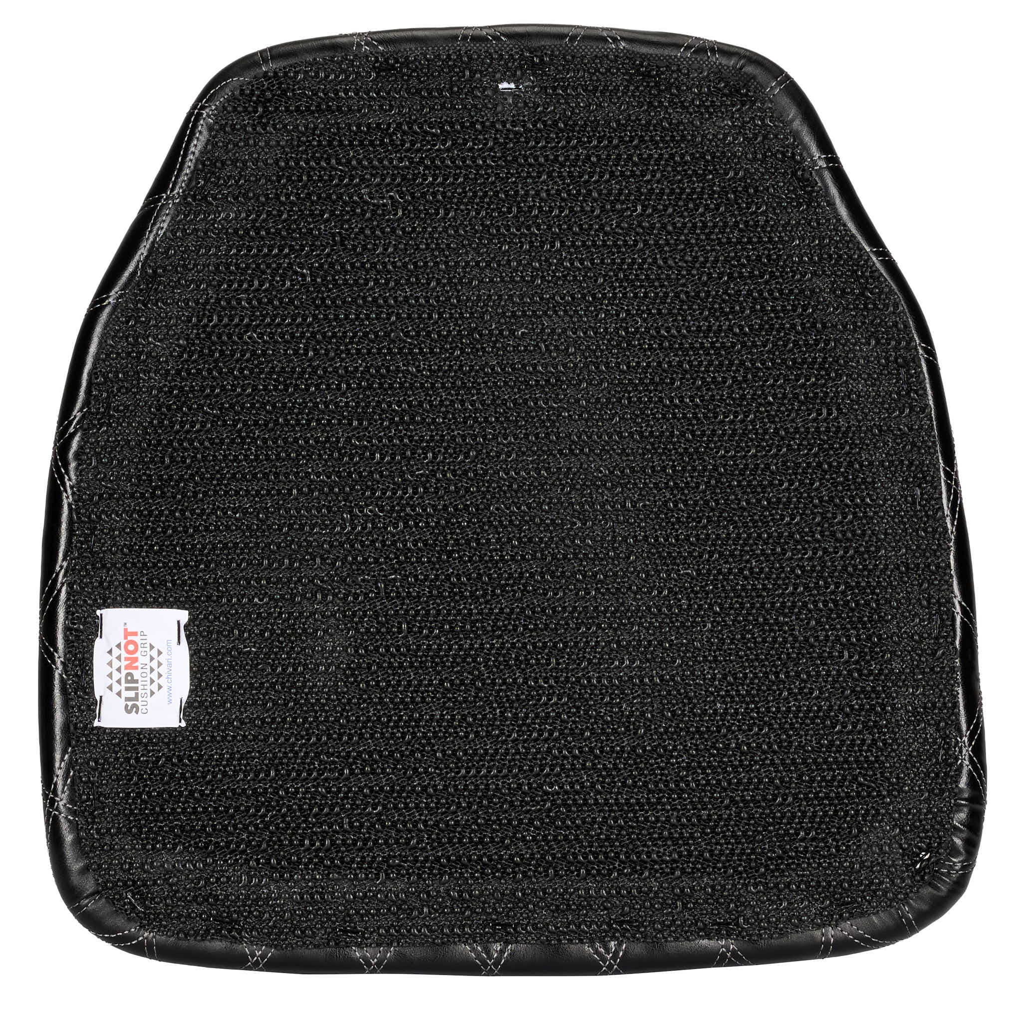 Black Vinyl Panel Back Chiavari Cushion with Bentley Stitching and SlipNot™ Technology