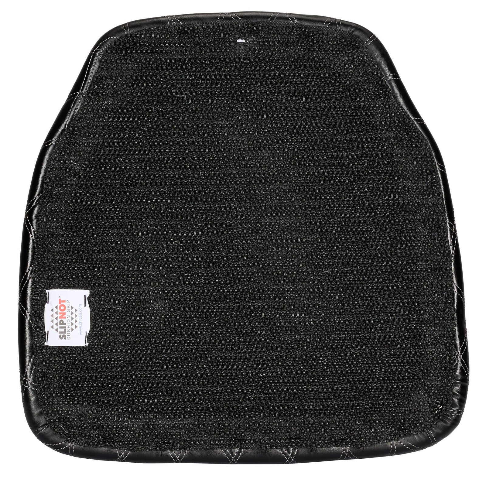 Black Vinyl Panel Back Chiavari Cushion with Bentley Stitching and SlipNot™ Technology