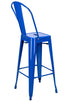 Blue Hi Gloss Steelix Tolix Style Metal Barstool with Back – Some Assembly Required BTBMBLU-AX-T