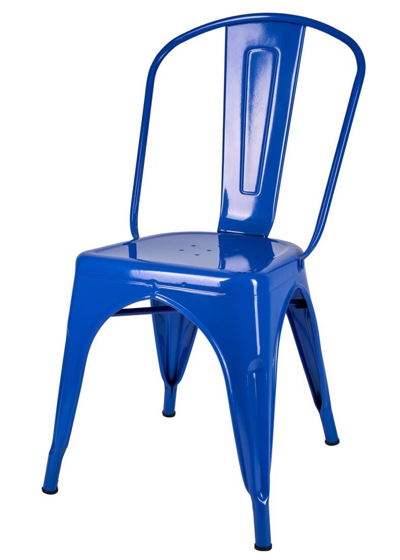 Blue Hi Gloss Steelix Tolix Style Metal Restaurant Chair with Back CTMBLU-AX-T