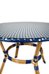 40" Blue on White Bistro Table PE Rattan Light Pipe Seats Four