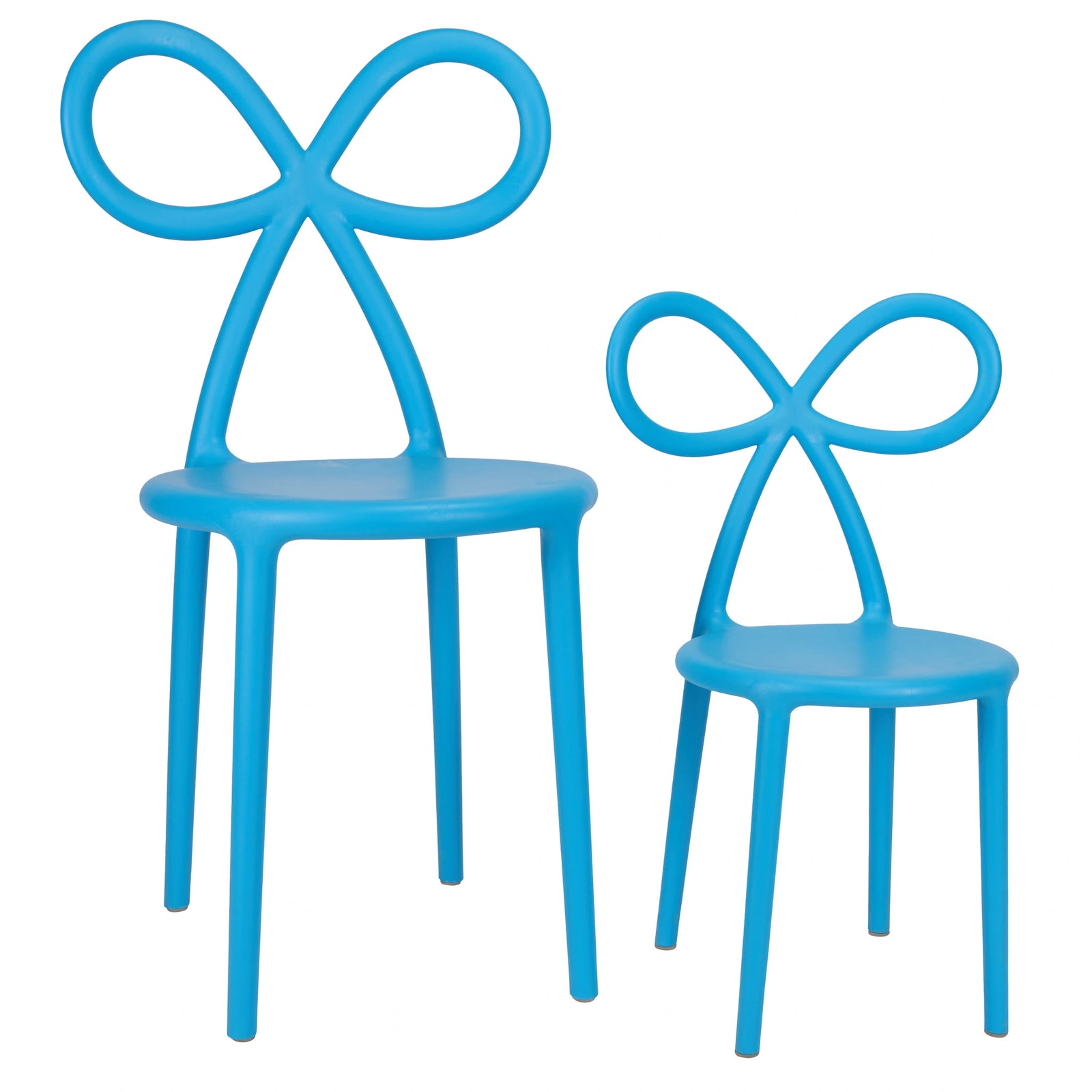 Blue Resin Bow Chair with Round Seat