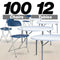 100 Pack Blue Plastic Folding Chair and 12 60" (5 Foot) Round Plastic Folding Table