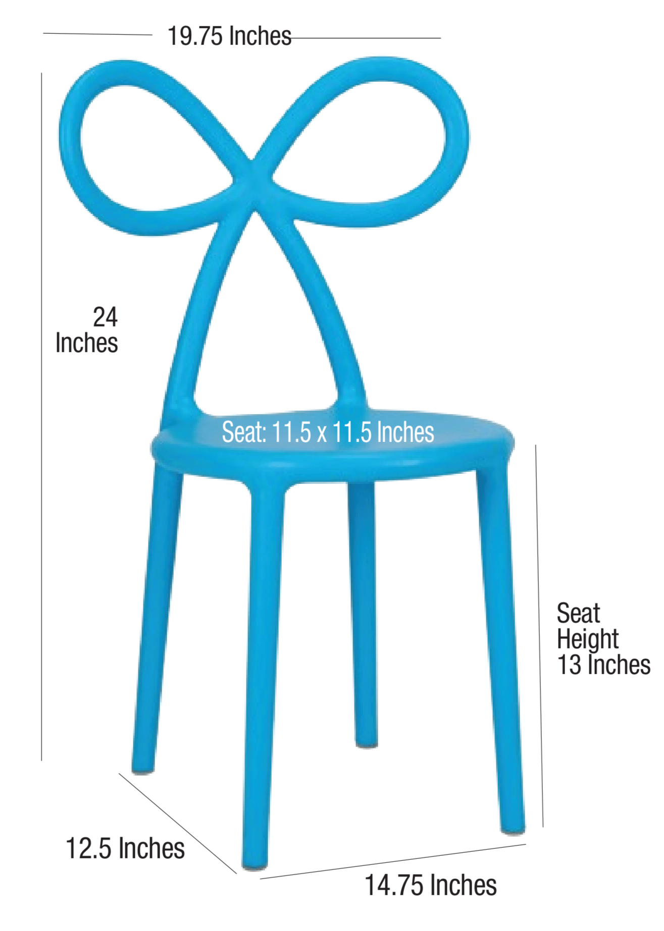 Blue Resin Kids Bow Chair with Round Seat