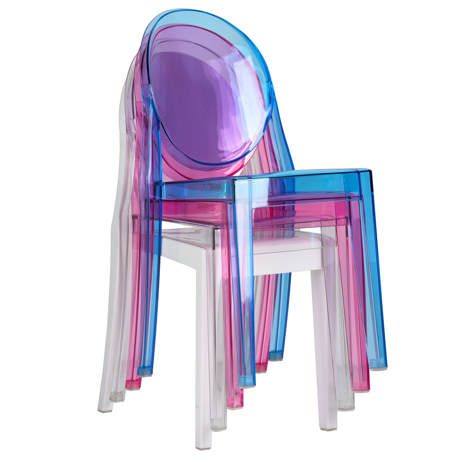 Blue Resin Kids Victoria Ghost Chair (Per Chair Price Shown - Sold only in Quantities of 4)