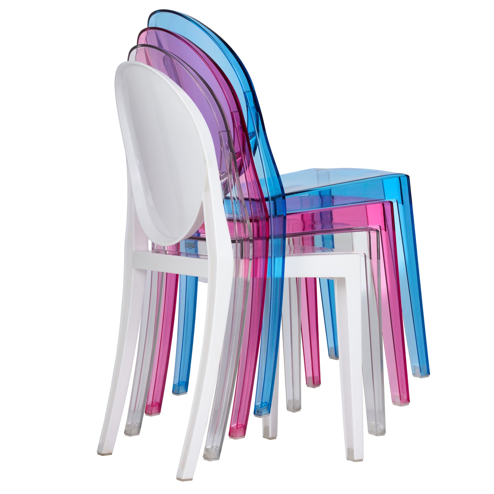 Blue Resin Kids Victoria Ghost Chair (Per Chair Price Shown - Sold only in Quantities of 4)