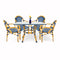 Toulouse Blue and White French Bistro Set Includes 48" x 36" Square Table and 4 Chairs with Arms FBK-SQ-BLU-ABLU4-AX