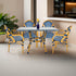 Toulouse Blue and White French Bistro Set Includes 48" x 36" Square Table and 4 Chairs with Arms FBK-SQ-BLU-ABLU4-AX