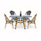 Toulouse Blue and White French Bistro Set Includes 48" x 36" Square Table and 4 Chairs FBK-SQ-BLU-BLU4-AX