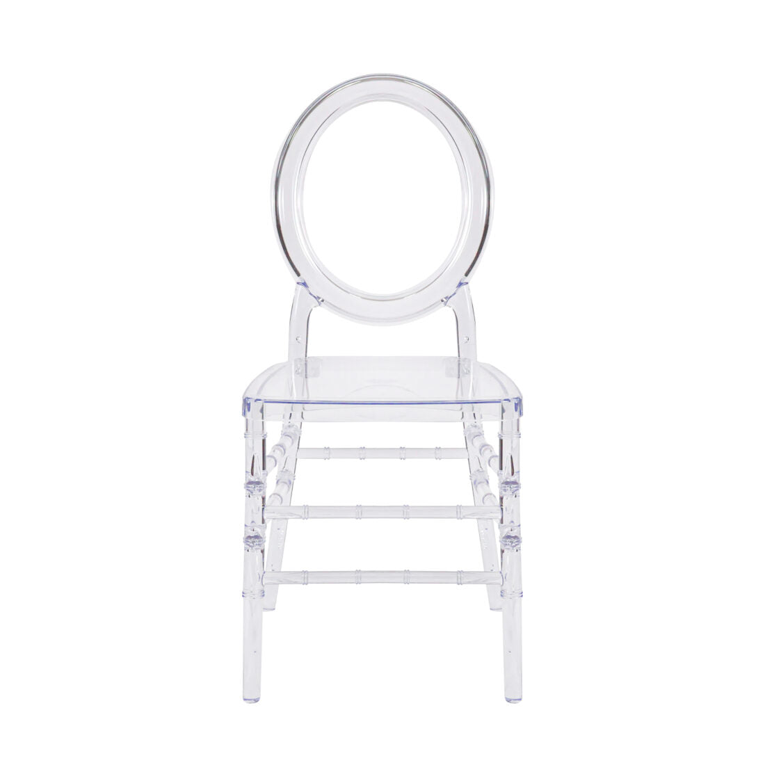 Oval Ring, Resin, Clear (Mono-Frame) ThinVisible – 48 Chairs Bundle by Chivari - Front CORRC-MONO-THIN-ZG-T-48