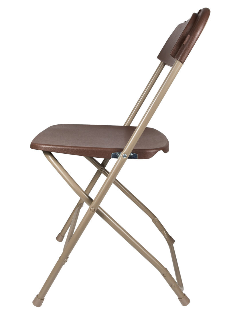 Brown Folding Chair (Steel-Poly Chair) Samson Series Heavy Duty 2 Year Warranty by Chivari Left2 CFPBR-CX-T