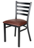 Ladder Back Restaurant Chair with Black Metal Frame and Brown Vinyl Seat