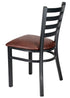 Ladder Back Restaurant Chair with Black Metal Frame and Brown Vinyl Seat