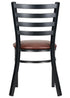 Ladder Back Restaurant Chair with Black Metal Frame and Brown Vinyl Seat