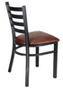 Ladder Back Restaurant Chair with Black Metal Frame and Brown Vinyl Seat