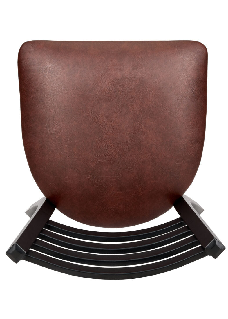 Ladder Back Restaurant Chair with Black Metal Frame and Brown Vinyl Seat